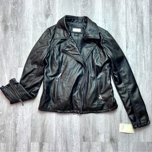 Black Leather Moto Jacket S